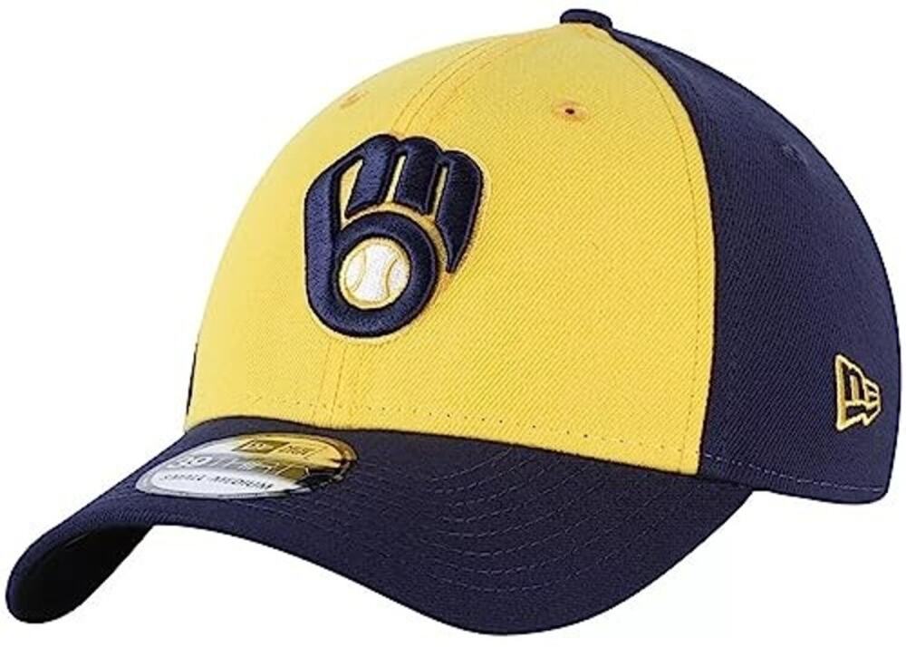 NWT Milwaukee Brewers Alt Logo Kids Stretch Fit Hat Navy Youth One Size Cap